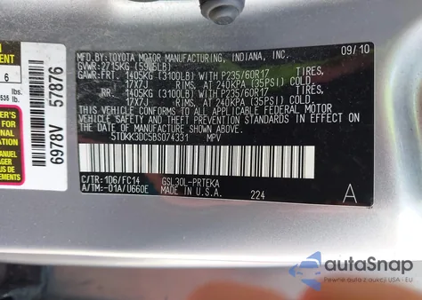 2011 Toyota Sienna Le V6 from USA, damaged, VIN 5TDKK3DC5BS074331